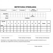Metryczka do strzelań sportowych